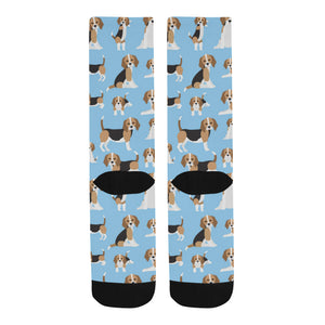 Beagle dog blue background pattern Crew Socks