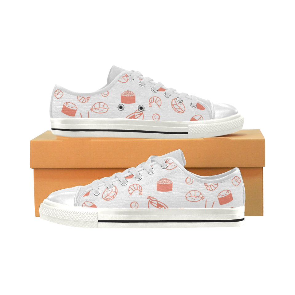 Sushi pattern Women's Low Top Canvas Shoes White