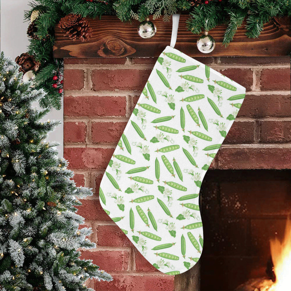 Green Peas Pattern Print Design 04 Christmas Stocking