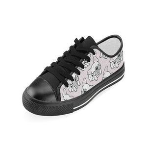 Cute french bulldog pattern Kids' Boys' Girls' Low Top Canvas Shoes Black