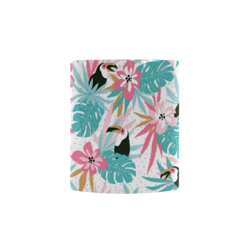 Toucan tropical flower leave pattern Morphing Mug Heat Changing Mug
