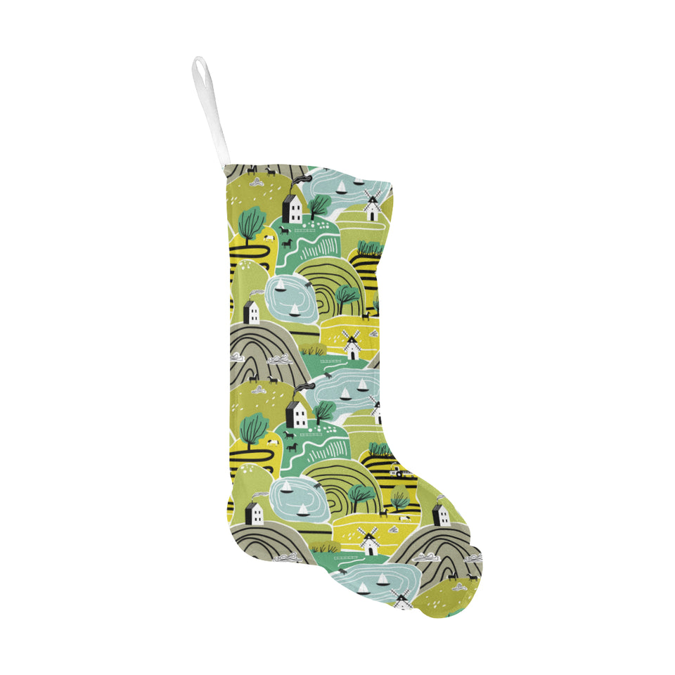 Hand drawn windmill pattern Christmas Stocking