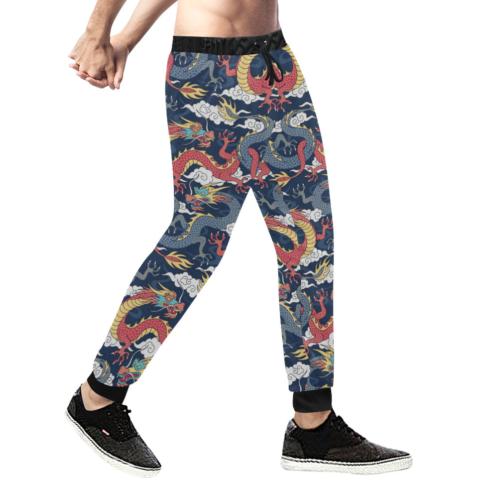Blue red dragon cloud pattern Unisex Casual Sweatpants