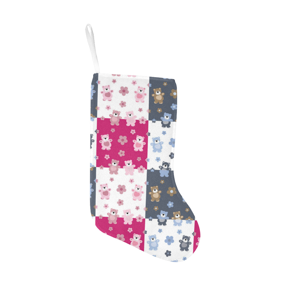 Teddy Bear Pattern Print Design 03 Christmas Stocking