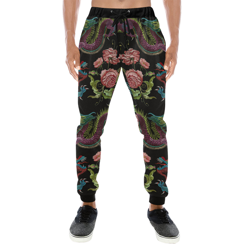 Dragons flower pattern Unisex Casual Sweatpants