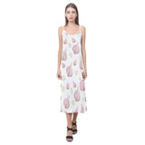 Garlic pattern V-Neck Open Fork Long Dress