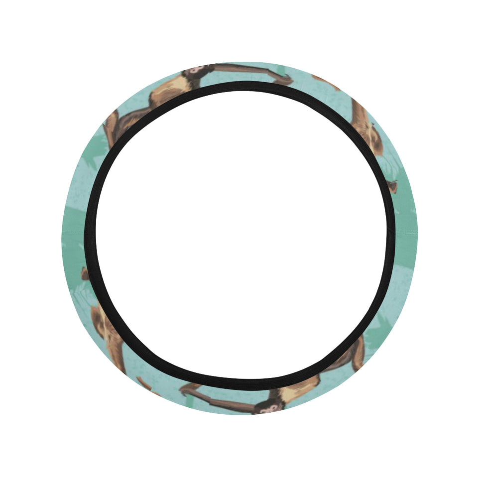 Monkey Palm tree background Car Steering Wheel Cover