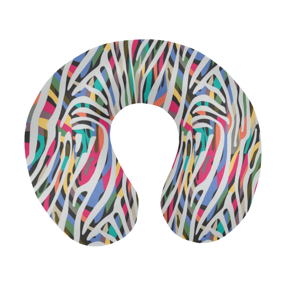 Colorful zebra skin pattern U-Shaped Travel Neck Pillow