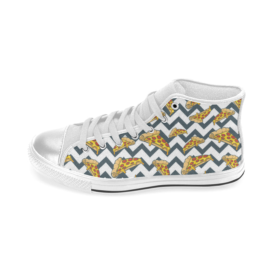 Pizza design pattern Women's High Top Canvas Shoes White