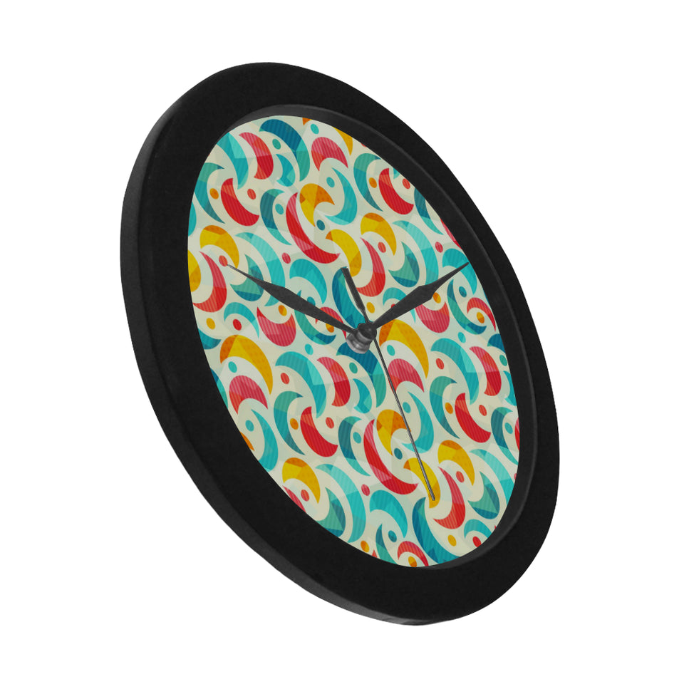Colorful moon pattern Elegant Black Wall Clock
