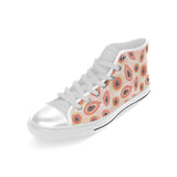 papaya leaves pattern Men's High Top Canvas Shoes White