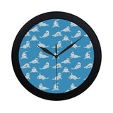 Cute sea lion seal pattern background Elegant Black Wall Clock