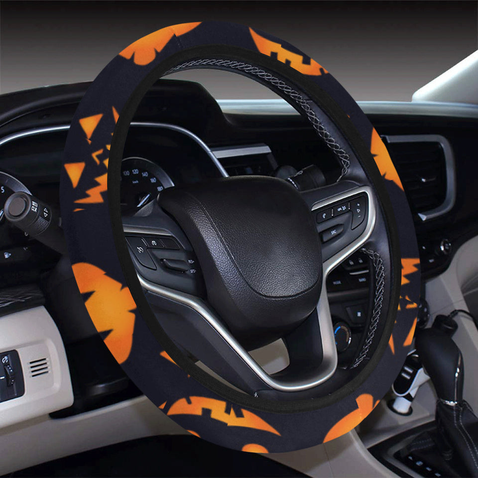 Halloween pattern Pumpkin background Car Steering Wheel Cover