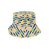 Pineapples pattern striped background Unisex Bucket Hat
