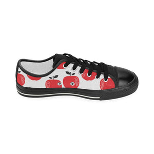 red apples white background Kids' Boys' Girls' Low Top Canvas Shoes Black