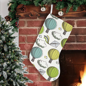 Hot Air Balloon Bird Cloud Pattern Christmas Stocking