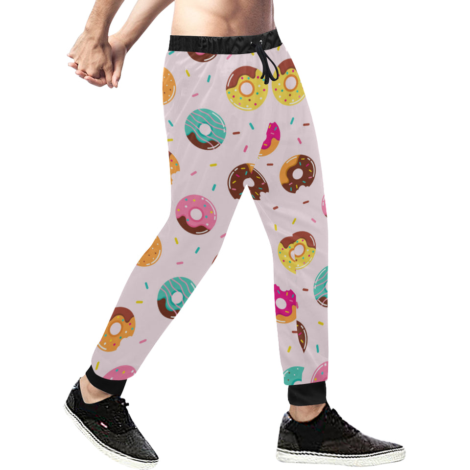 Donut pattern glaze pink background Unisex Casual Sweatpants
