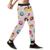 Donut pattern glaze pink background Unisex Casual Sweatpants