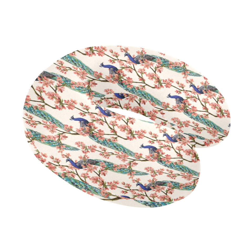 Peacock tropical flower pattern U-Shaped Travel Neck Pillow