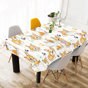 Cute dog corgi striped background pattern Tablecloth