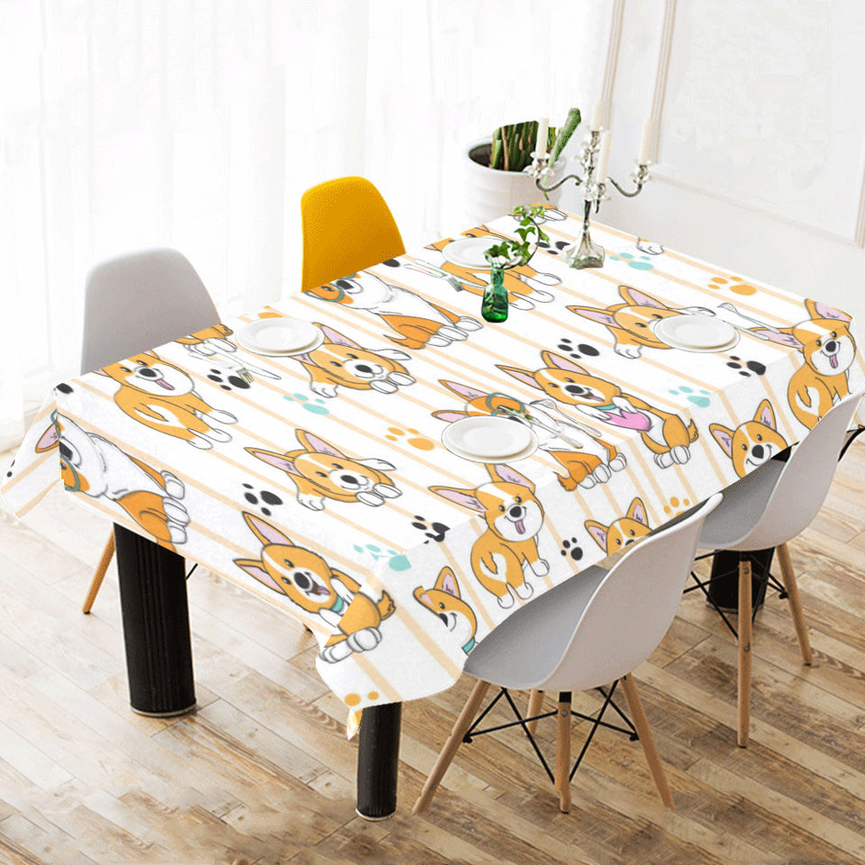 Cute dog corgi striped background pattern Tablecloth