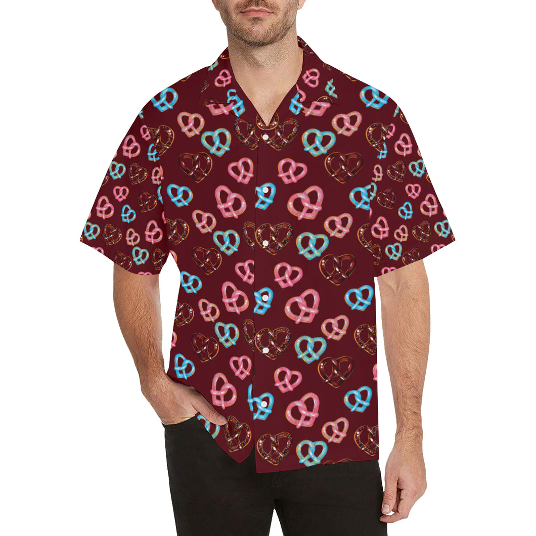 Pretzels Pattern Print Design 05 Men's All Over Print Hawaiian Shirt (Model T58)