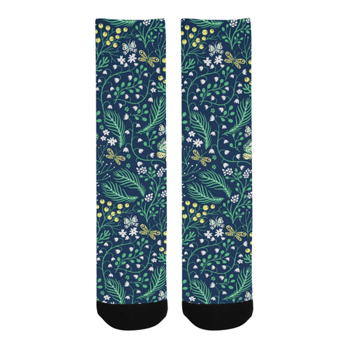 butterfly leaves pattern Crew Socks