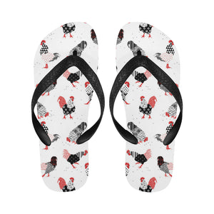 Cool rooster chicken cock floral ornament backgrou Unisex Flip Flops