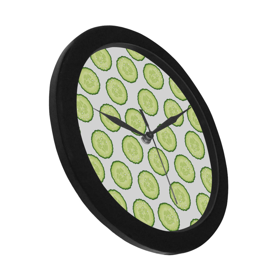 Cucumber slices pattern Elegant Black Wall Clock