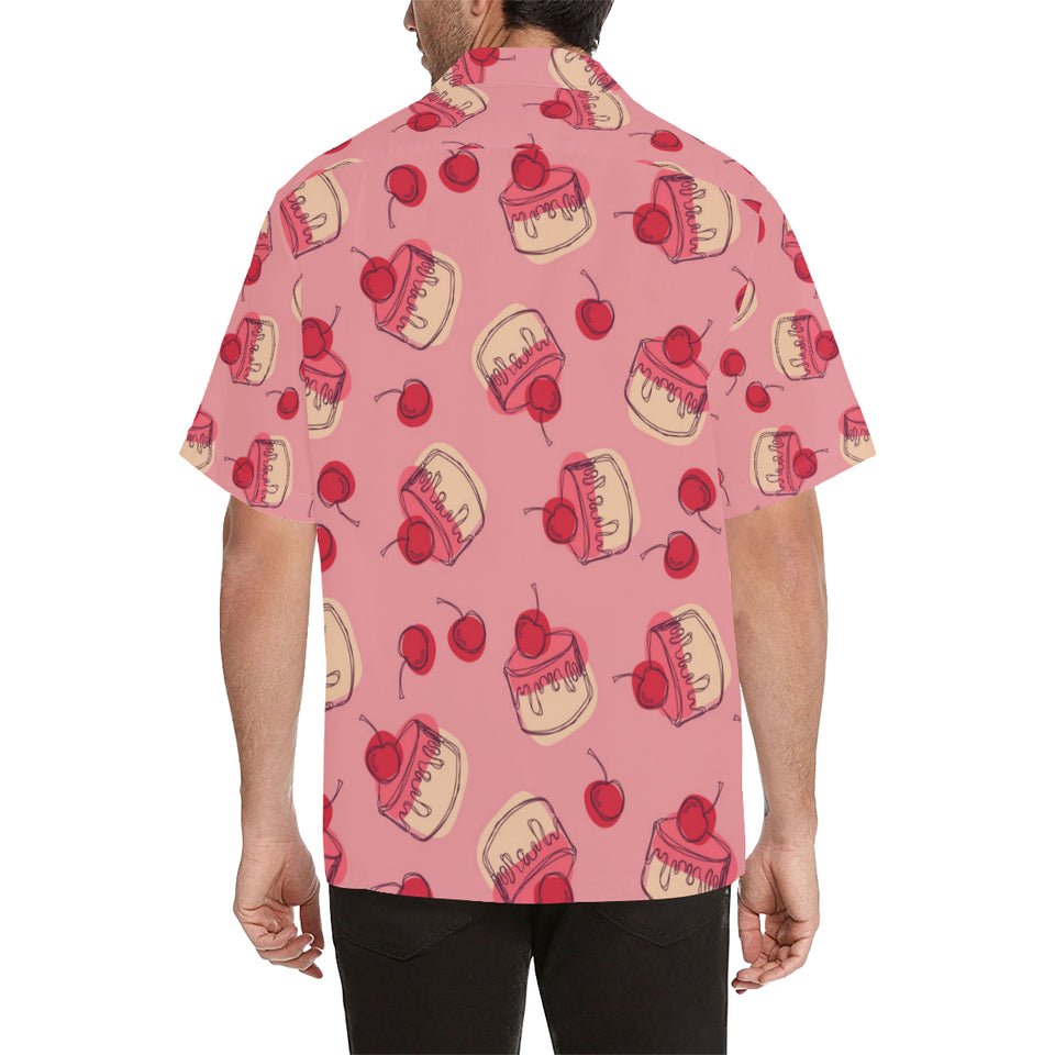 Cake cherry pattern Men's All Over Print Hawaiian Shirt
