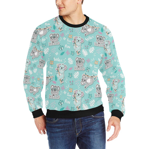 Cute koalas blue background pattern Men's Crew Neck Sweatshirt