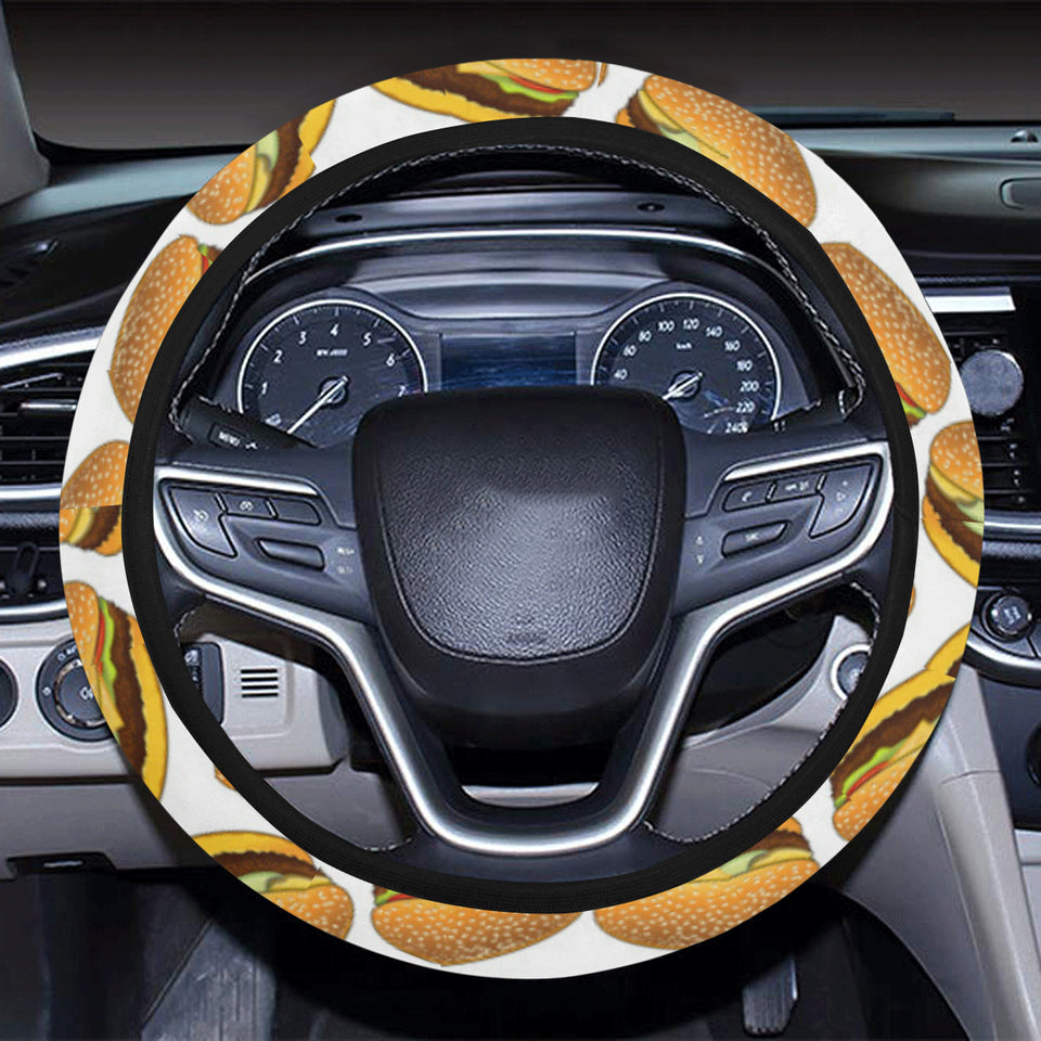 Hamburger Pattern Print Design 03 Car Steering Wheel Cover