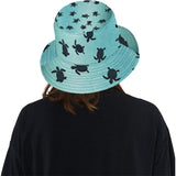 Sea turtle with blue ocean backgroud Unisex Bucket Hat