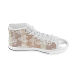 Beautiful hexagon japanese  pattern Women's High Top Canvas Shoes White