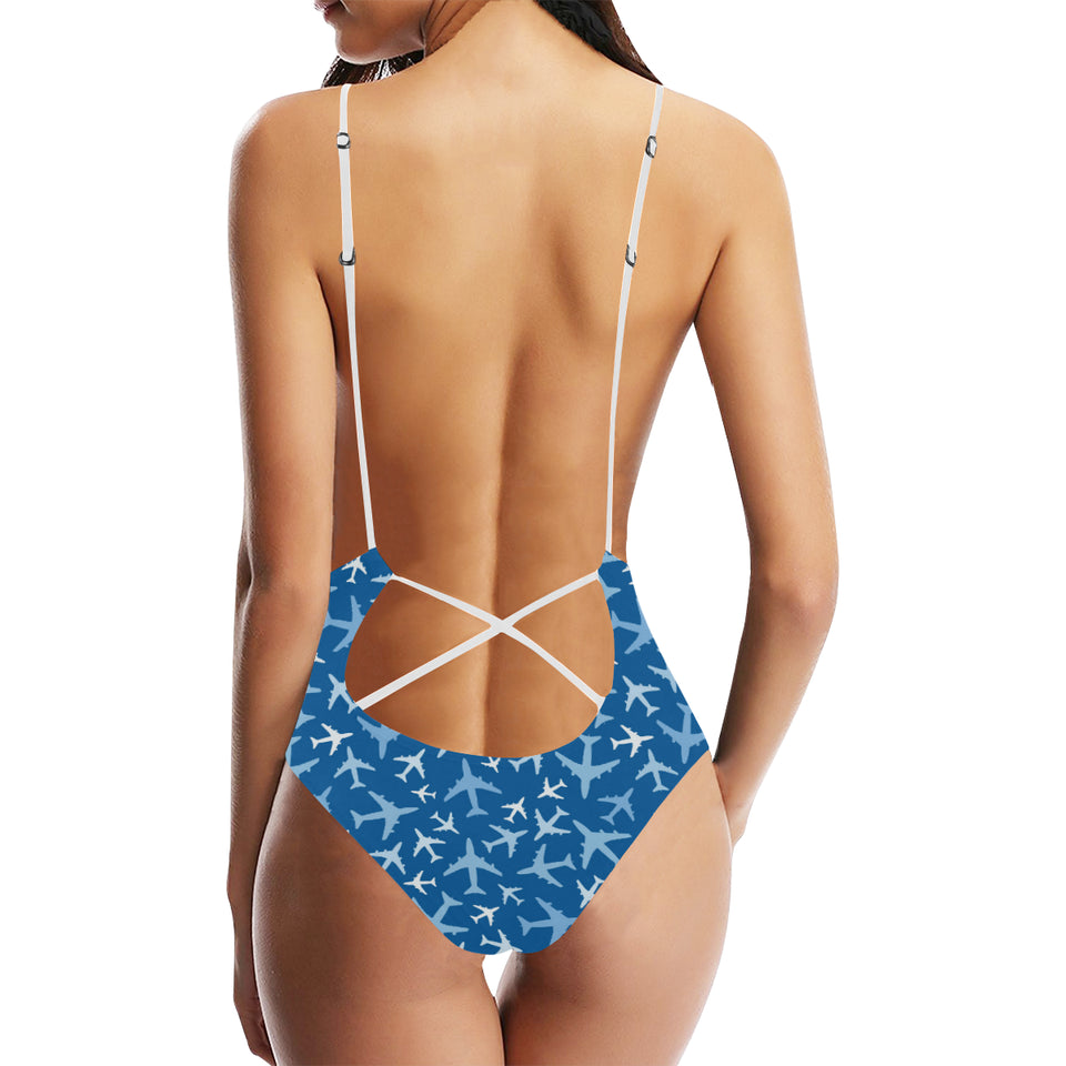 Airplane pattern in the sky Women's One-Piece Swimsuit