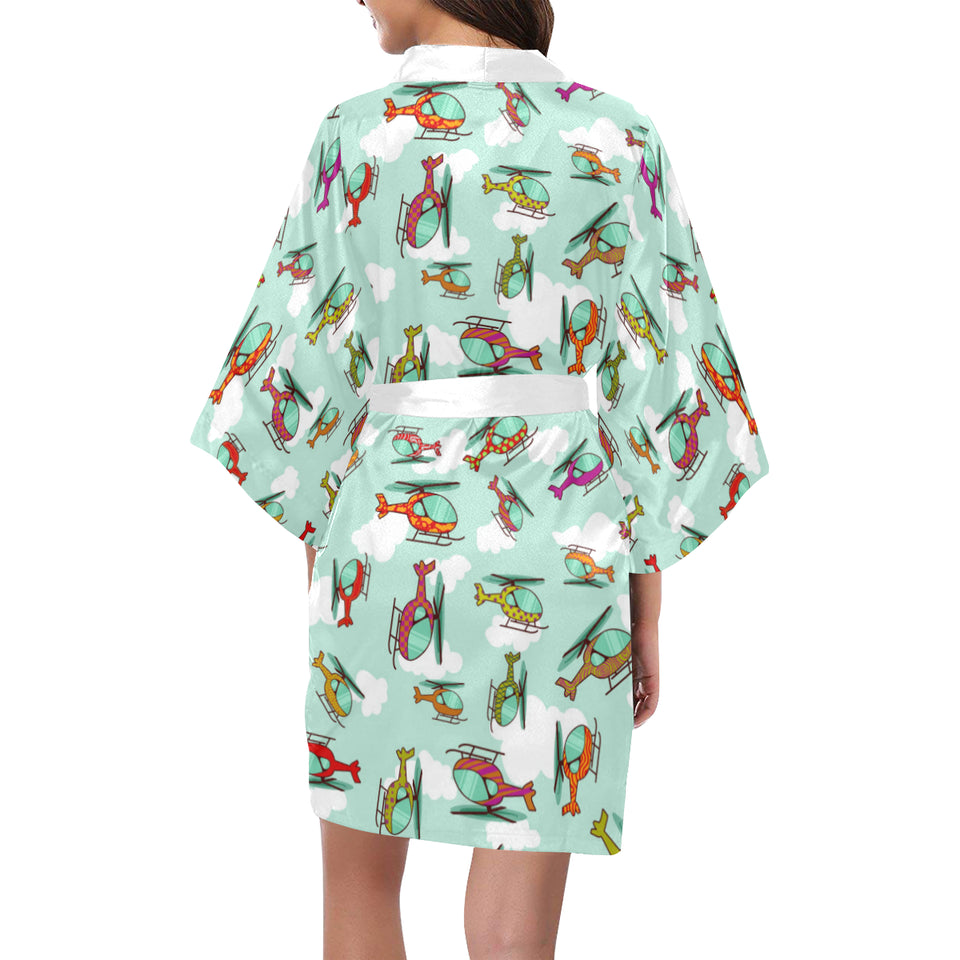 Helicopter design pattern Women's Short Kimono Robe