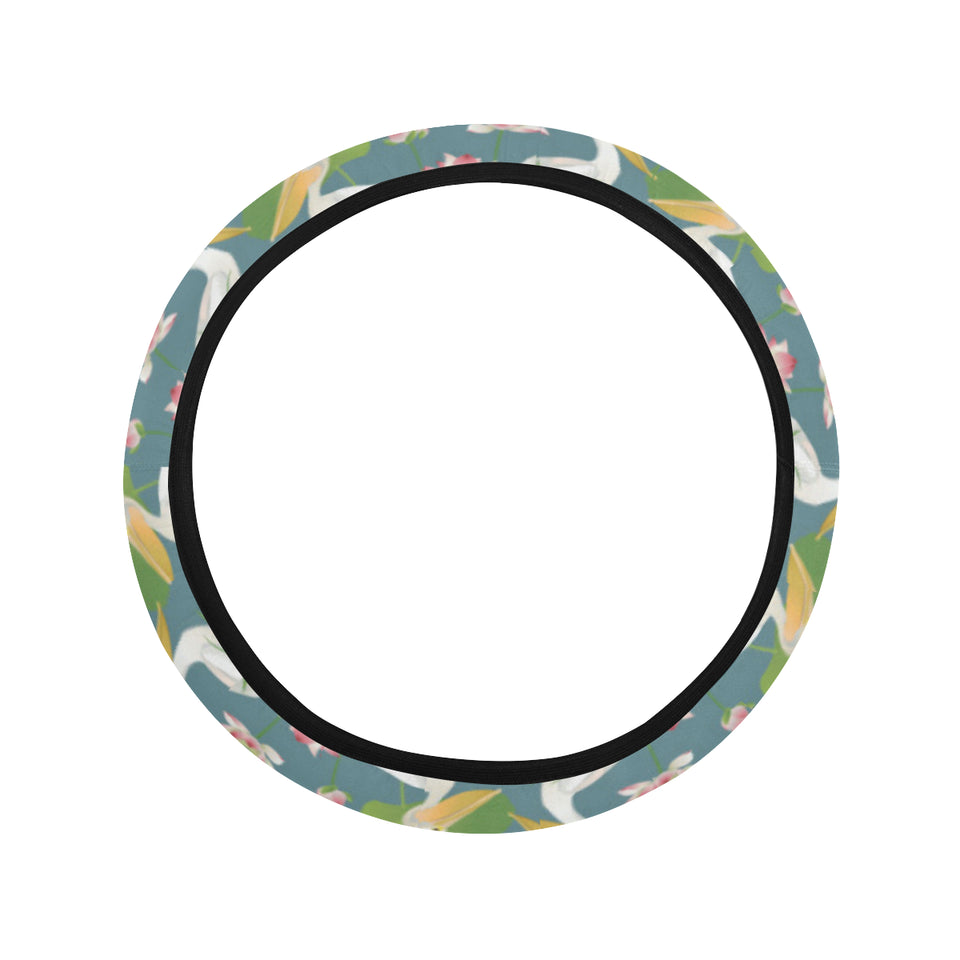 Pelican Pattern Print Design 04 Car Steering Wheel Cover