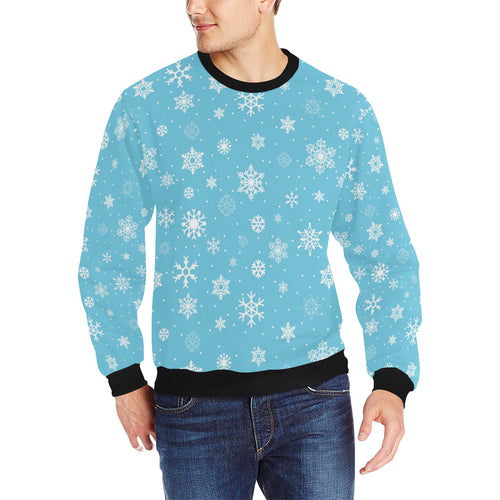 Snowflake pattern blue background Men's Crew Neck Sweatshirt