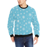 Snowflake pattern blue background Men's Crew Neck Sweatshirt