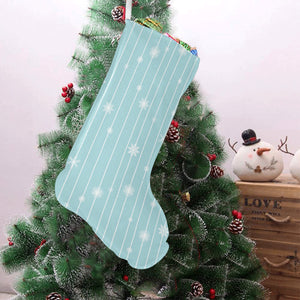 Snowflake pattern blue stripe background Christmas Stocking