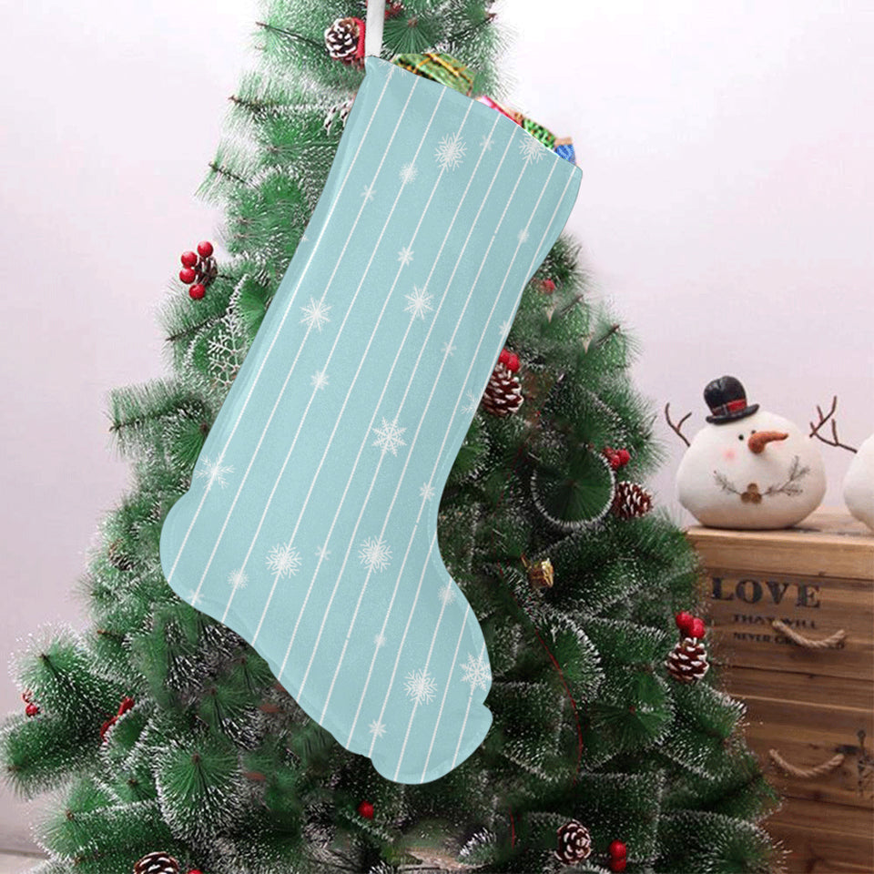 Snowflake pattern blue stripe background Christmas Stocking