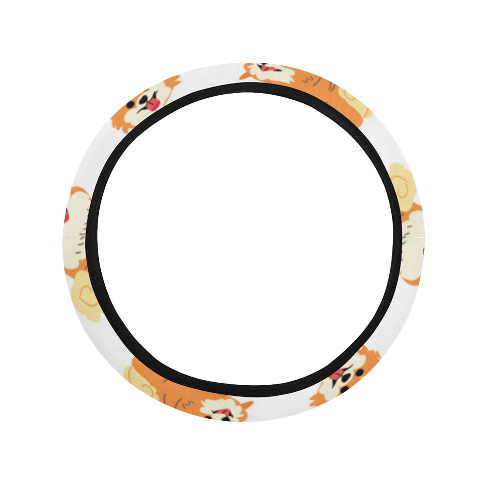Brown pomeranian pattern Car Steering Wheel Cover
