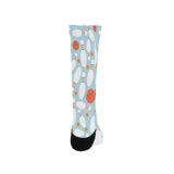 Bowling ball bowling pins blue blackground Crew Socks