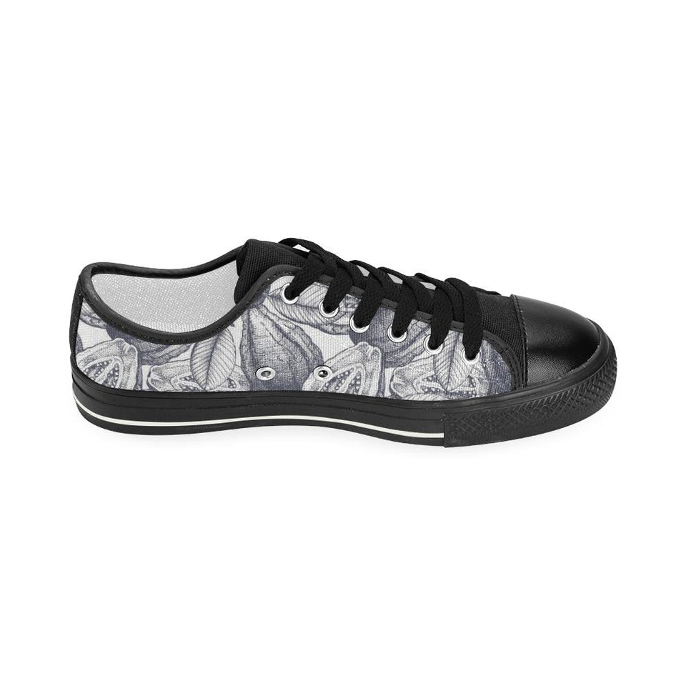 Guava tropical hand drawn pattern Kids' Boys' Girls' Low Top Canvas Shoes Black