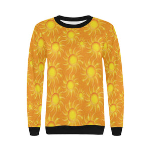 Sun orange background Women's Crew Neck Sweatshirt