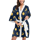 Moon star pattern Women's Short Kimono Robe