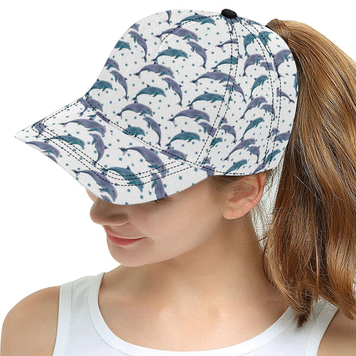 Dolphins pattern dotted background All Over Print Snapback Cap