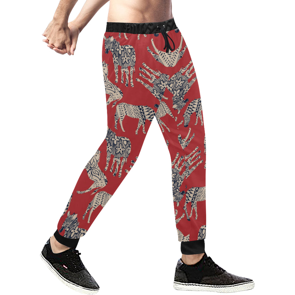 Zebra abstract red background Unisex Casual Sweatpants