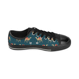 Camel pattern blue blackground Men's Low Top Canvas Shoes Black