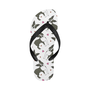 Boston terrier dog hearts vector pattern Unisex Flip Flops
